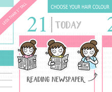 Load image into Gallery viewer, L_082 Reading Newspaper | Lottie Stickers | Planner Stickers
