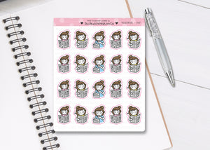 L_082 Reading Newspaper | Lottie Stickers | Planner Stickers