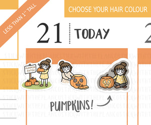 FL_003 Carving Pumpkins | Lottie Stickers | Autumn/Fall and Halloween Planner Stickers