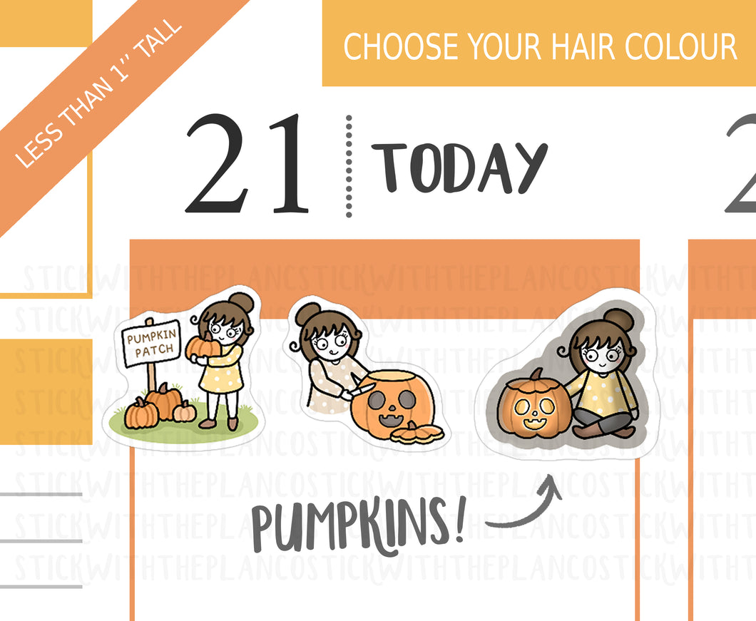 FL_003 Carving Pumpkins | Lottie Stickers | Autumn/Fall and Halloween Planner Stickers