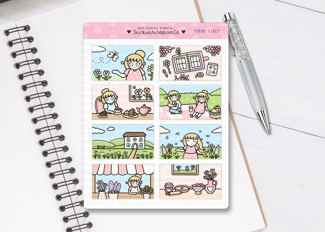 L_246 Spring Scenes (1.5'' Box) | Lottie Stickers | Planner Stickers