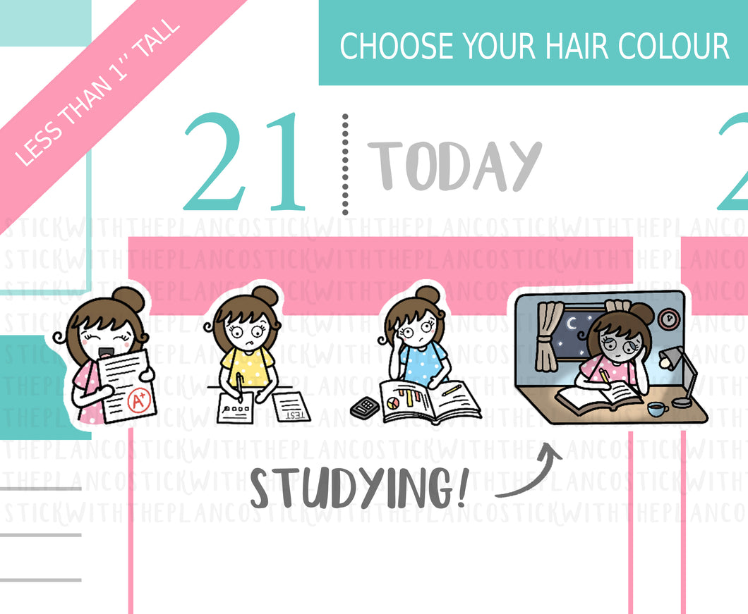 L_114 Studying | Lottie Stickers | Planner Stickers