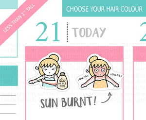 L_212 Sun Burn! | Lottie Stickers | Planner Stickers