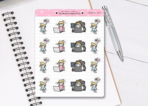 L_129 Working Late | Lottie Stickers | Planner Stickers