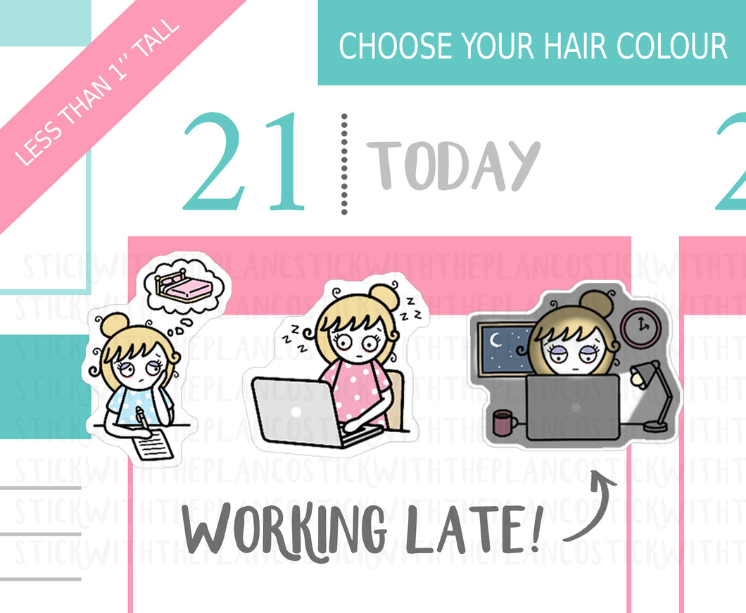 L_129 Working Late | Lottie Stickers | Planner Stickers