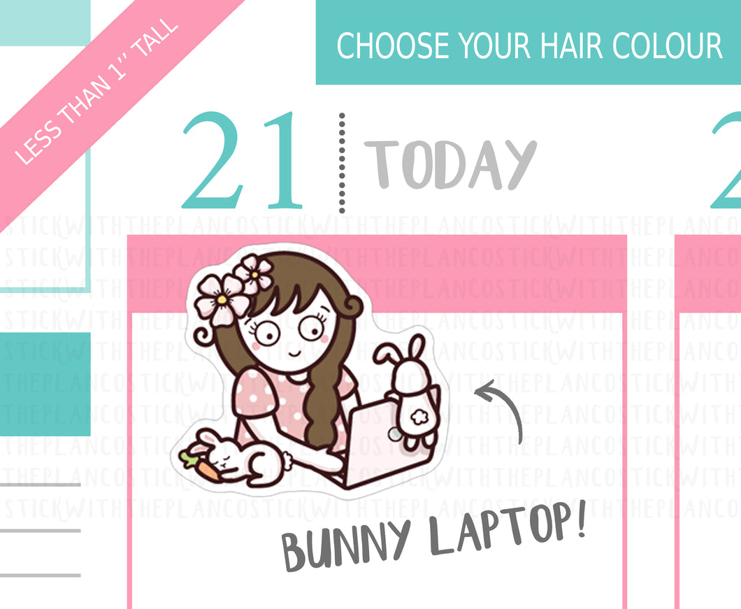 L_182 Bunny Laptop | Lottie Stickers | Planner Stickers