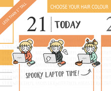 Load image into Gallery viewer, FL_014 Spooky Laptop | Lottie Stickers | Autumn/Fall and Halloween Planner Stickers
